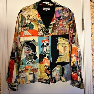 Colorful Abstract Print Women's Jacket